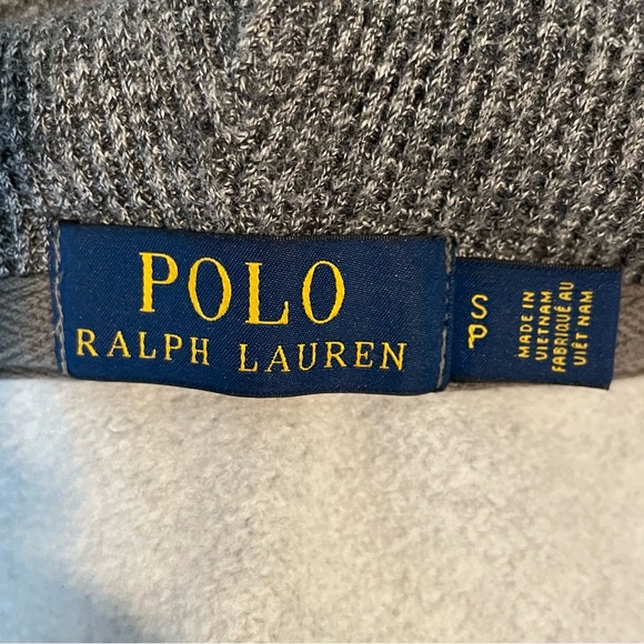 Polo Ralph Lauren Mens Size Small Full Zipper Hoodie Gray Hood Pockets Pony - Picture 5 of 6